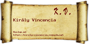 Király Vincencia névjegykártya