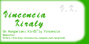 vincencia kiraly business card